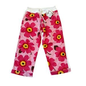 Nilla Shields Pink Floral Cotton Patchwork Terry Capri Pants Girls XL NWT
